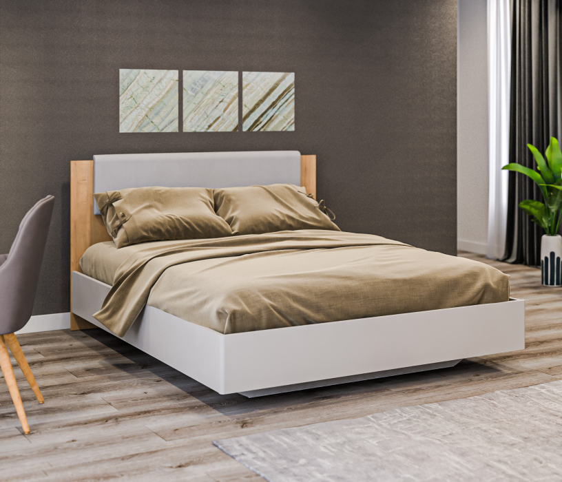 Кровати 160 см, Кровать с подъемным механизмом (1600) Милан СБ-3269 Серый,Дуб Гамильтон